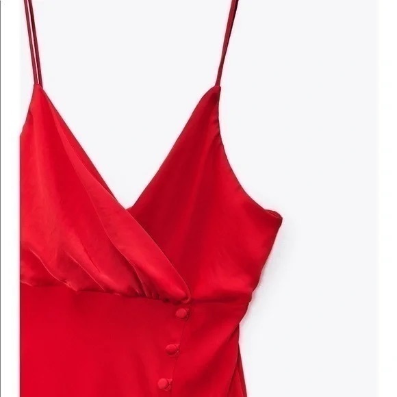 Zara Red Satin Midi Dress - Picture 16 of 16